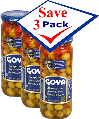 Goya alcaparrado. Manzanilla olives, pimientos & capers 8 oz Pack of 3